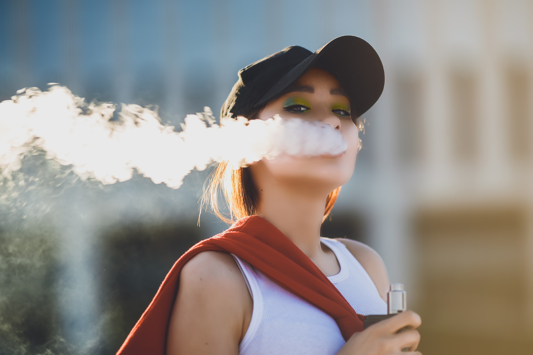 A girl is Vaping