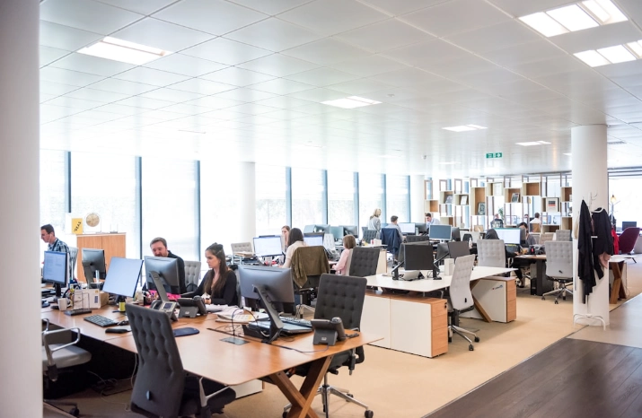 An office with computers equipped with enterprise faxing software